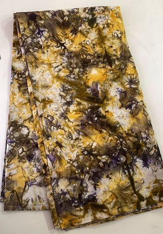 Brown and yellow tie and dye African print cotton