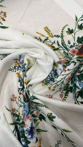 White floral rayon