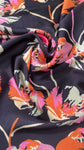 Black and pink floral Italian  silk