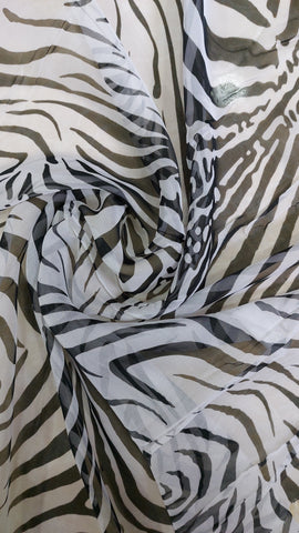 Black and white zebra chiffon