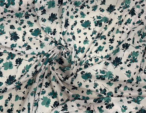 Pink and green floral crepe chiffon