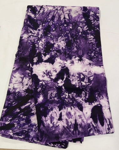 Purple crack tie and dye African print cotton
