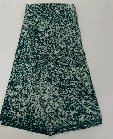 Green tie and dye African print cotton