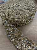 Zigzag beaded crush rhinestone applique