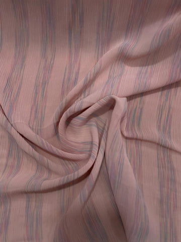 Pink striped crinkle chiffon