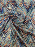 Zigzag multicoloured metallic chiffon