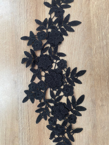 Black 3D floral applique