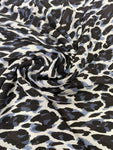 Blue leopard crepe chiffon