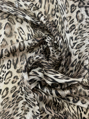 Leopard metallic striped chiffon