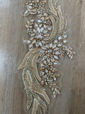 Beaded studded white 15inch applique