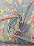 Sea blue and pink floral chiffon