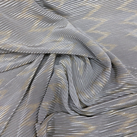 Grey and gold zigzag pleated satin