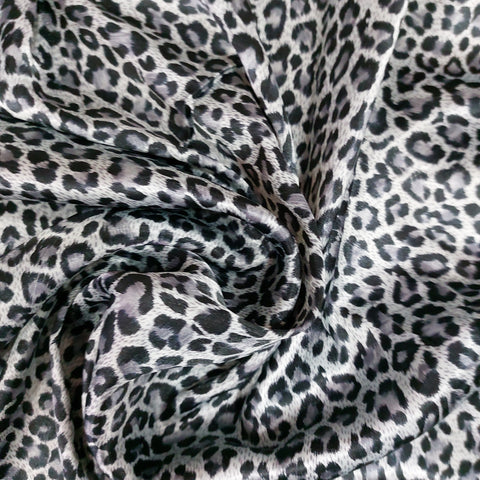 Grey leopard satin