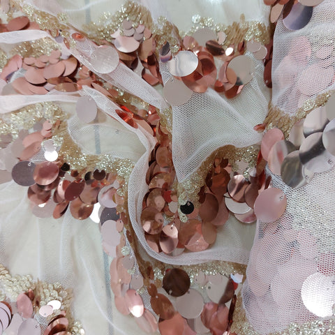 Rose gold bells fancy tulle lace