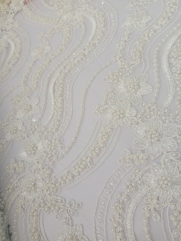 White beaded lace