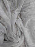 White floral embroidered crinkle chiffon