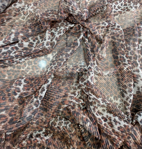 Pleated leopard shimmer chiffon