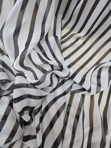 Black and White Striped Chiffon