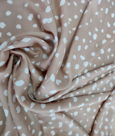 Brown and white dot silk chiffon