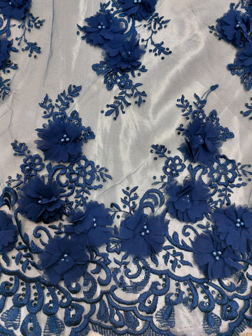 Navy blue beaded lace