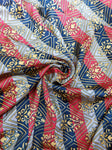 Red and blue striped abstract silk
