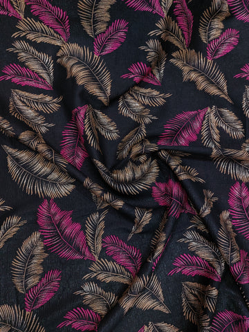 Black with pink and gold metallic leaf brocade