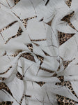 White leopard shimmer crinkle crepe satin