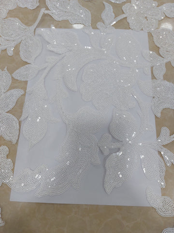 Off white floral sequin lace