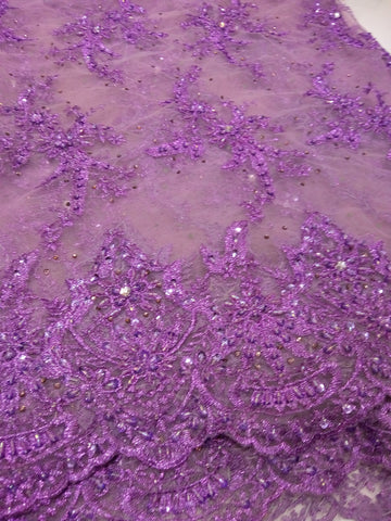 Purple beaded french lace