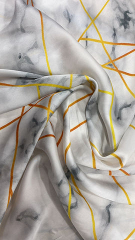Grey abstract zig zag Italian silk