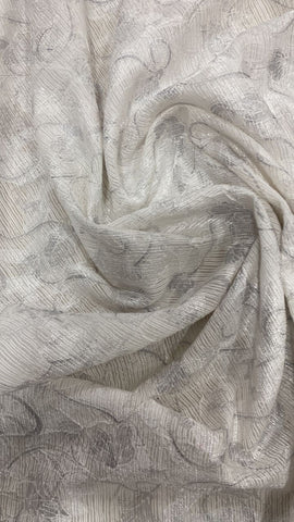 Off white metallic crinkle burnout linen chiffon