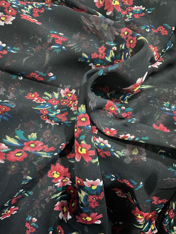 Black floral chiffon