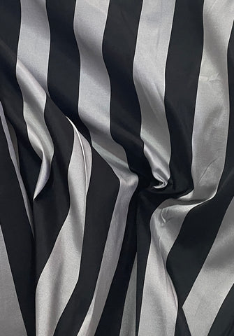 Black and grey striped dupioni