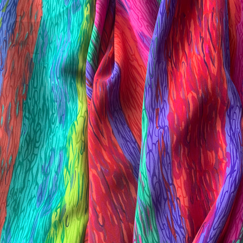 Striped multicoloured poly satin