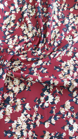 Burgundy floral crepe chiffon