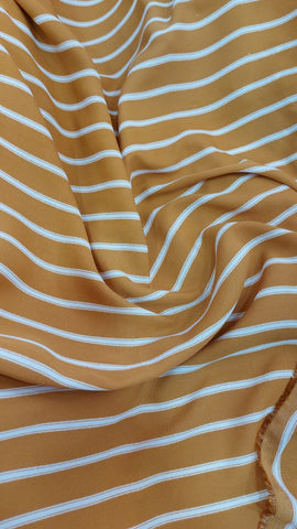 Mustard and white striped crepe chiffon