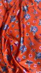 Orange floral foil fabric