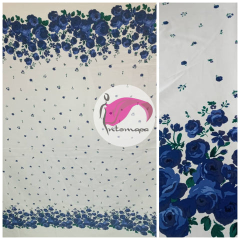 Blue floral edge cotton fabric