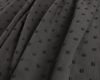 Black Swiss dot chiffon fabric