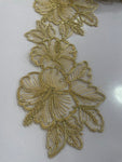Gold floral embroidered appliqué