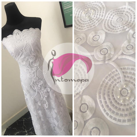 White pearl beaded circle lace