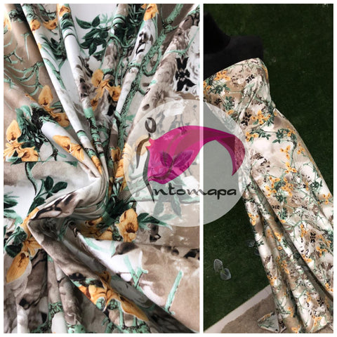 Brown floral polished cotton