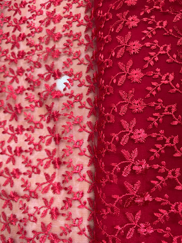 Red little floral embroidered lace