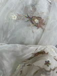 Brown embroidered floral organza