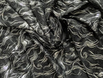 Black and silver metallic blue crepe chiffon