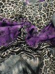 Purple multi animal print chiffon