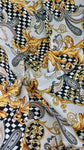Gold abstract checkered crepe chiffon