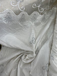 Grey and white metallic embroidered organza