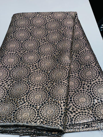 Black and gold luxe circles metallic brocade