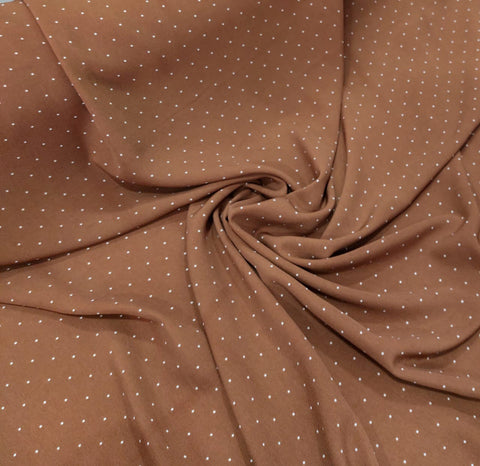 Brown and white tiny polka crepe chiffon